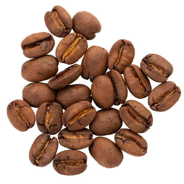 白い背景に隔離された焙煎コーヒー豆は — ストック写真