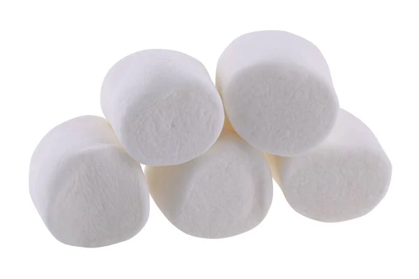 Marshmallow Blanco Esponjoso Aislado Sobre Fondo Blanco —  Fotos de Stock