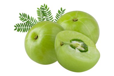 Beyaz arka planda izole edilmiş Emblic veya Indian bektaşi üzümü