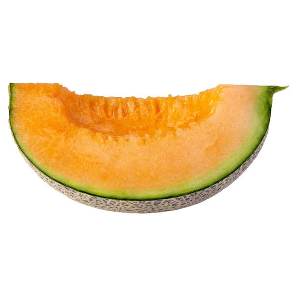 Melon Och Skiva Melon Isolerad Vit Bakgrund — Stockfoto