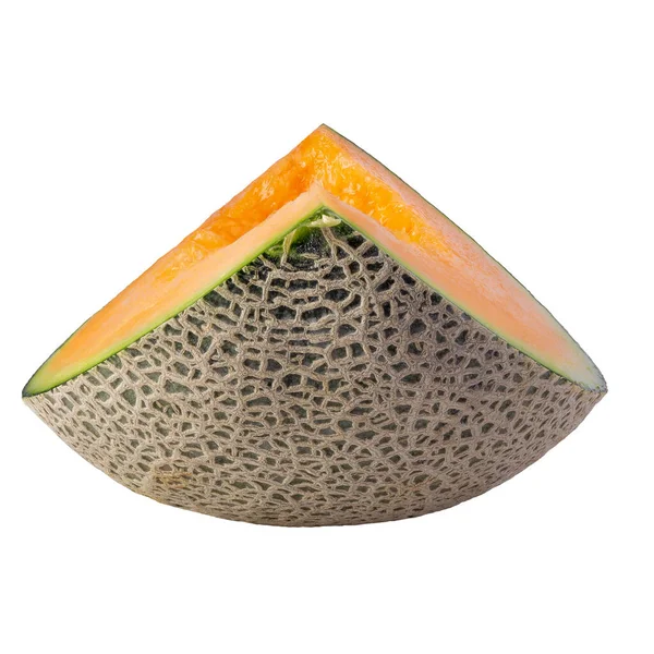 Melone Fetta Melone Isolata Fondo Bianco — Foto Stock