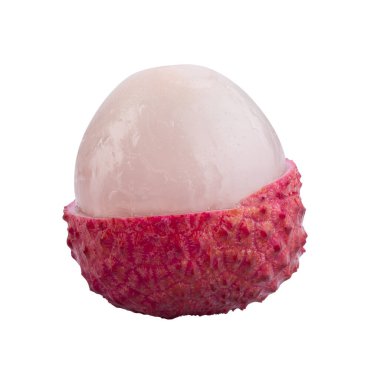 Taze liçi ya da litchi meyvesi beyaz arka planda izole edilmiş, PNG.