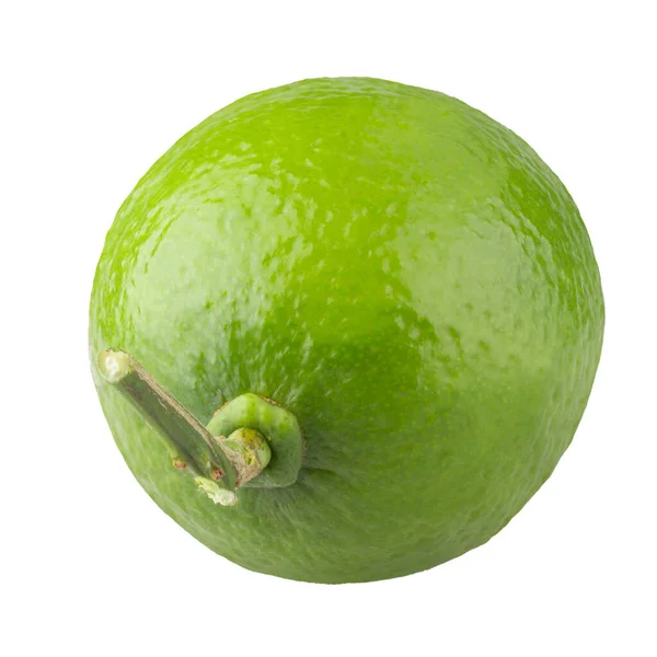 Hela Och Skivade Lime Sura Grön Frukt Isolerad Vit Bakgrund — Stockfoto