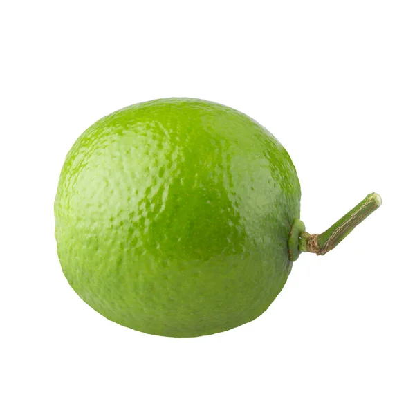 Egész Szeletelt Mész Fehér Alapon Izolált Savanyú Zöld Gyümölcs — Stock Fotó