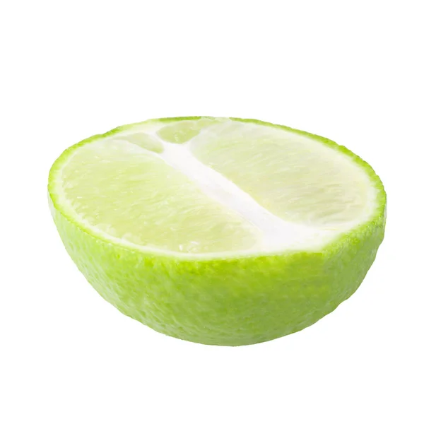 Skivede Lime Sur Grønn Frukt Isolert Hvit Bakgrunn – stockfoto