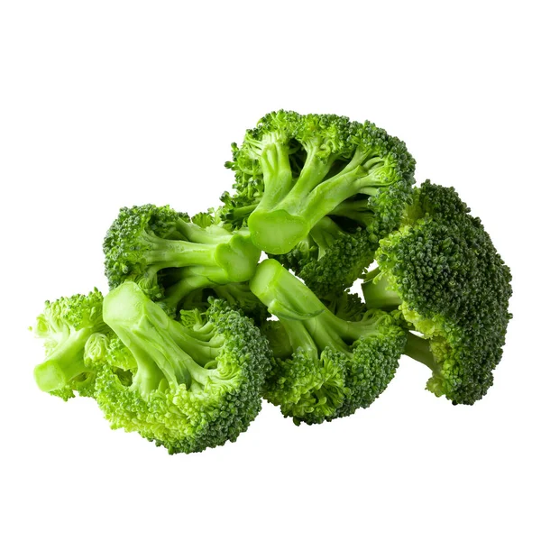 Verse Broccoli Blokken Voor Koken Geïsoleerd Een Witte Achtergrond — Stockfoto