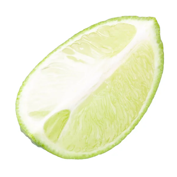 Dilimlenmiş Limon Beyaz Arka Planda Izole Edilmiş Ekşi Yeşil Meyve — Stok fotoğraf
