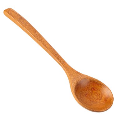 Tahta kaşık beyaz arka planda izole edilmiş..