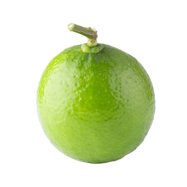 Whole Sliced Limes Sour Green Fruit Isolated White Background — Stock Photo, Image
