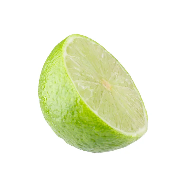 Sliced Limes Sour Green Fruit Isolated White Background — Stock Photo, Image