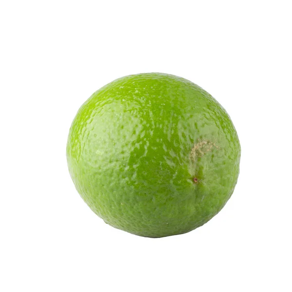 Tam Dilimlenmiş Limon Beyaz Arka Planda Izole Edilmiş Ekşi Yeşil — Stok fotoğraf