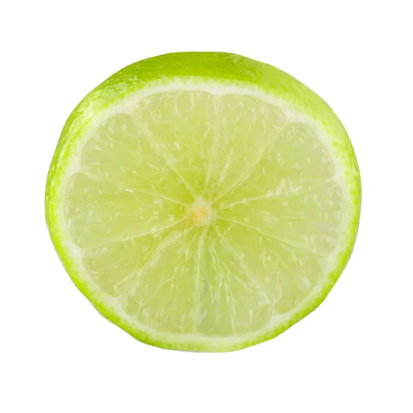 Φέτες Λάιμ Ξινό Πράσινο Φρούτο Απομονώνονται Λευκό Φόντο — Φωτογραφία Αρχείου