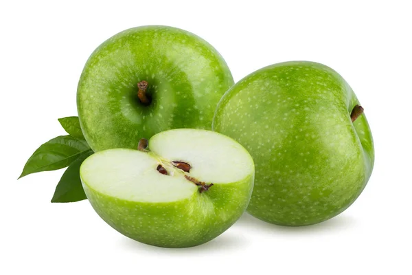 Świeże Zielone Jabłko Izolowane Białym Tle — Zdjęcie stockowe