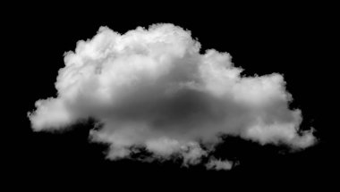 Siyah arkaplandaki beyaz bulutlar gerçek bulutlara sahiptir. Beyaz bulut, siyah arka planda izole olmuş gerçekçi bir bulut. Beyaz tüylü kümülüs bulutu siyah arkaplanda izole edilmiş