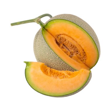 Beyaz arkaplanda izole edilmiş kavun..