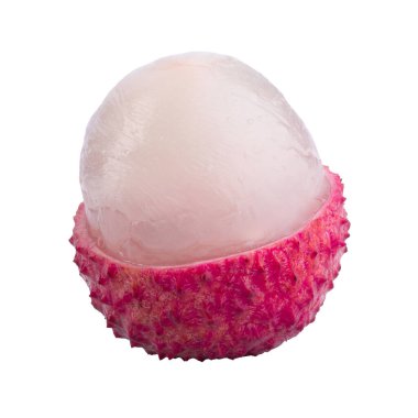 Taze liçi ya da litchi meyvesi beyaz arka planda izole edilmiştir..