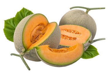 Beyaz arkaplanda izole edilmiş kavun..