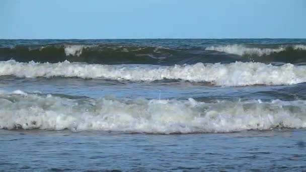 Yavaş Çekim Okyanus Dalgaları Kumsala Çarpıyor — Stok video