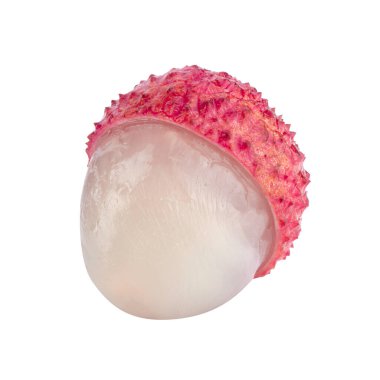 Taze liçi ya da litchi meyvesi beyaz arka planda izole edilmiştir.