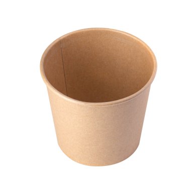 Kahverengi tek kullanımlık kova beyaz arka planda izole edilmiş