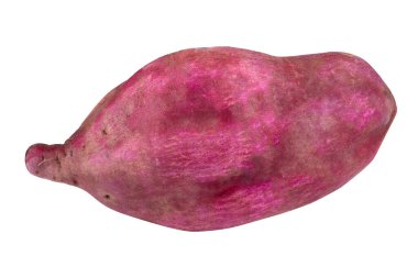 Kırmızı tatlı patates, beyaz arka planda izole edilmiş, yakın plan..