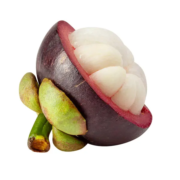 Fruta Madura Del Mangostán Aislada Sobre Fondo Blanco Imagen De Stock