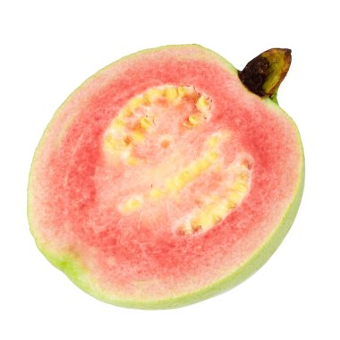 Guava, pembe sulu etli, yapraklı, arka planda beyaz bir aroması olan tropikal bir meyvedir.