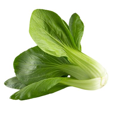 Taze yeşil Çin lahanası, bok choy, pok choi veya pak choi, beyaz arka planda izole edilmiş.