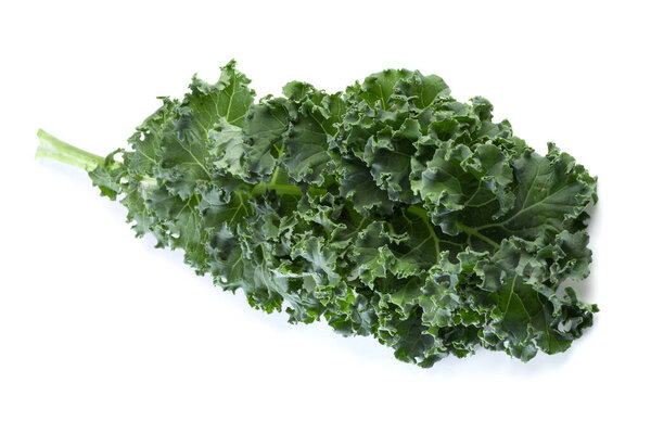 Fresh green leaves of Kale. Green vegetable leaves isolated on a white background