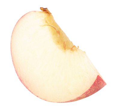 Beyaz arka planda yarım ve Dilimlenmiş Nektarin meyvesi