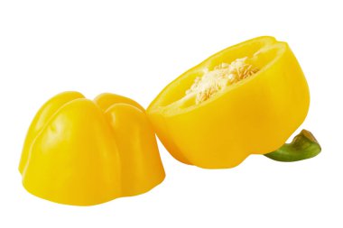 Beyaz arka planda izole edilmiş tatlı sarı biber