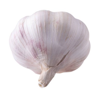 Beyaz arka planda izole edilmiş çiğ sarımsağı kapat