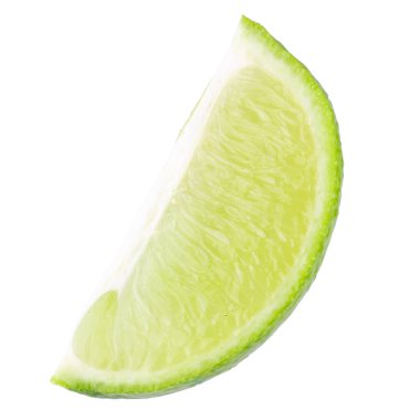 Tam dilimlenmiş limon, beyaz arka planda izole edilmiş ekşi yeşil meyve..