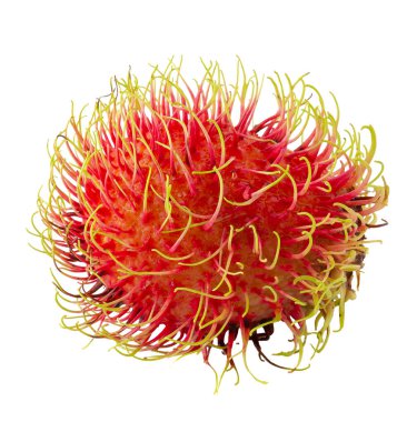 Beyaz arka planda izole edilmiş Rambutan tatlı meyvesi