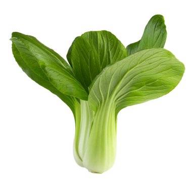 Taze Yeşil Bok Choy, Çıtır Saplı ve Nazik Yapraklar beyaz arka planda izole edilmiş