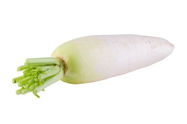 Beyaz bir arka plan üzerinde izole daikon turp