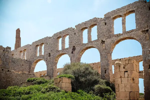 Ruins Ancient Roman Aqueduct Stock Photo