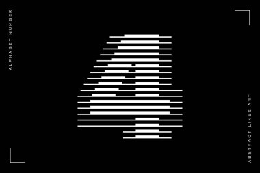4 numaralı logo çizgileri soyut modern sanat vektörü çizimi
