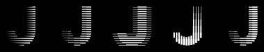 Monogram logo harfinin j satırlarını soyut modern sanat vektörü illüstrasyonunu ayarla