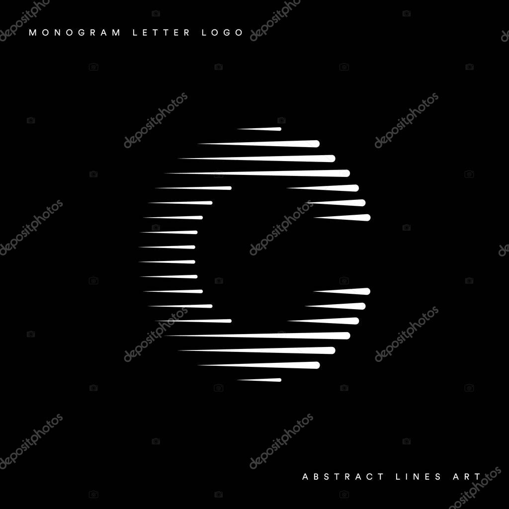 Monogram logo letter c lines abstract modern art vector illustration