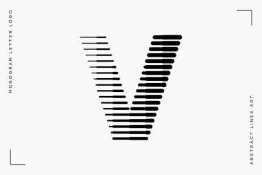 Monogram logo harfi v çizgileri soyut modern sanat vektörü çizimi