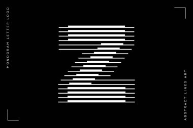 Monogram logo harfi z çizgileri soyut modern sanat vektörü çizimi