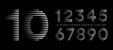 Alfabe Numarası Soyut Satır Sanatı Modern Tipografi Yazı tipi Vektör İllüstrasyonu