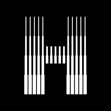 H Harfi Satırları Logo Simgesi İllüstrasyonu
