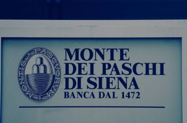 Florence ,Italy , January 31st 2023 , monte dei paschi di Siena bank sign with logo . clipart