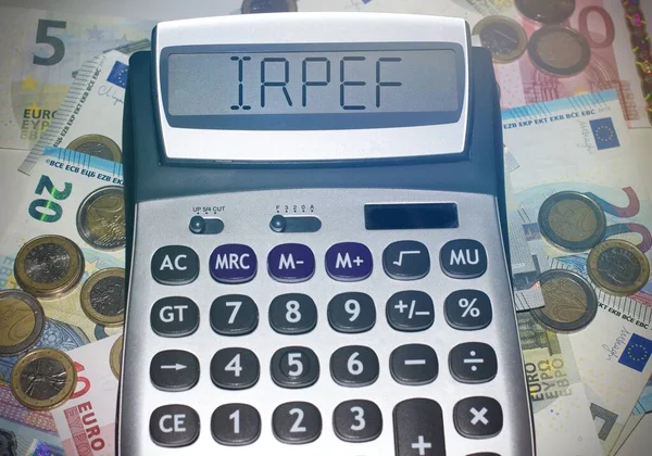 Calculadora Con Texto Irpef Impuesto Italiano —  Fotos de Stock