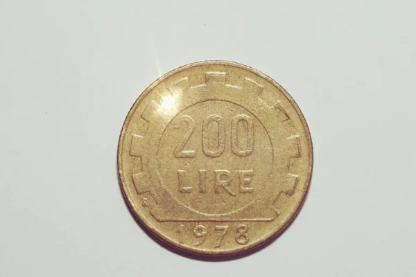 Mince 200 Lir Staroitalská Mince — Stock fotografie