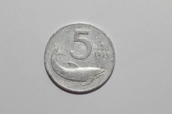 5里拉硬币 意大利老式硬币 — 图库照片
