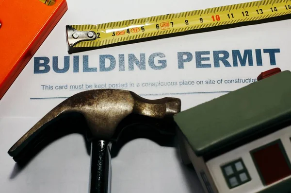 stock image Building Permit concept with a residential home icon