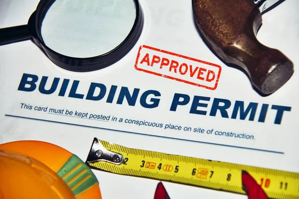 stock image Building Permit concept with approved text . Permit about building activity and construction industry,